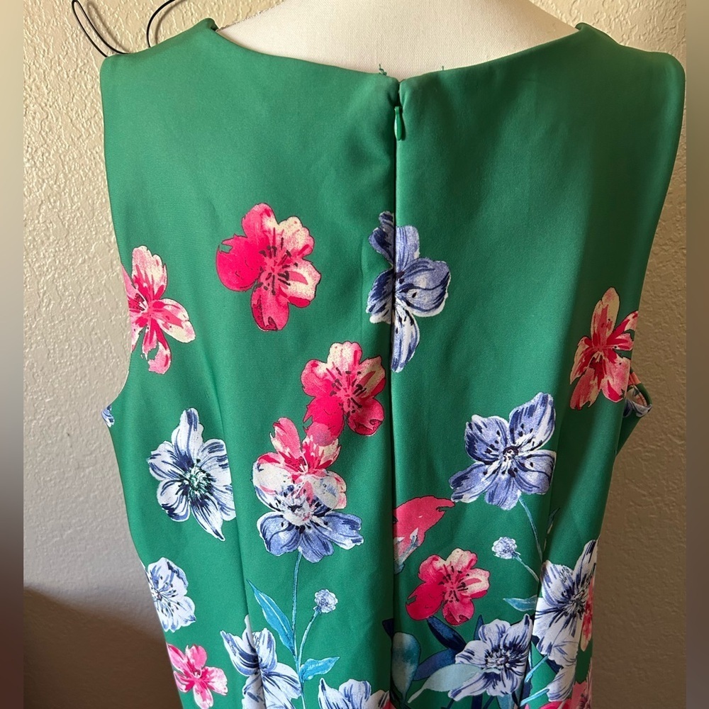 Roz & Ali Green Pink Floral Shift Dress Sleeveless Stretch Size 20 - Picture 5 of 8